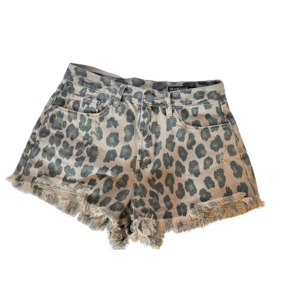 BLANK NYC 27 Denim Leopard Print Distressed Jean Shorts - Picture 2 of 12